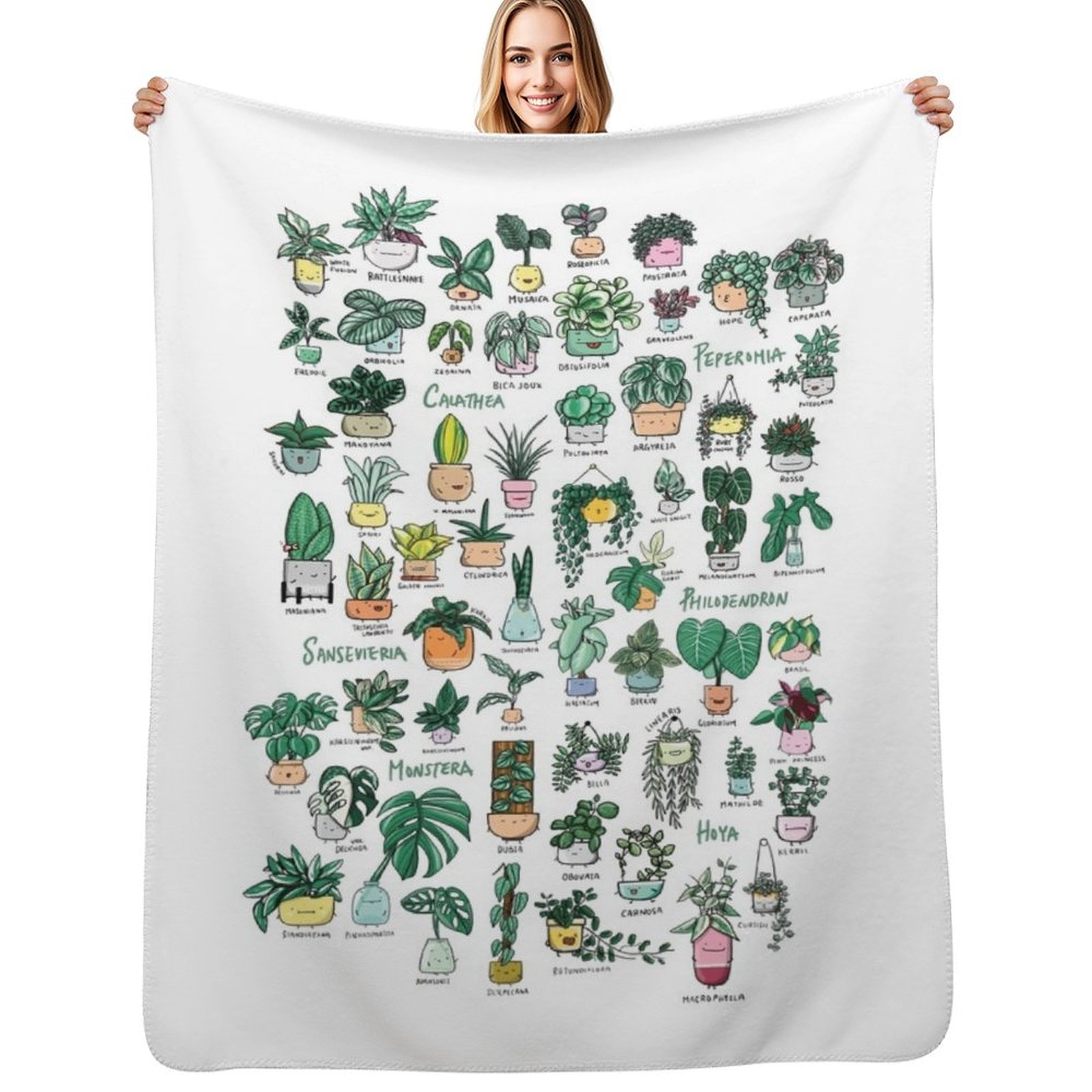 Fleece Sleep Bag - Bitki Aileleri Desenli Dekoratif Battaniye, Dekoratif