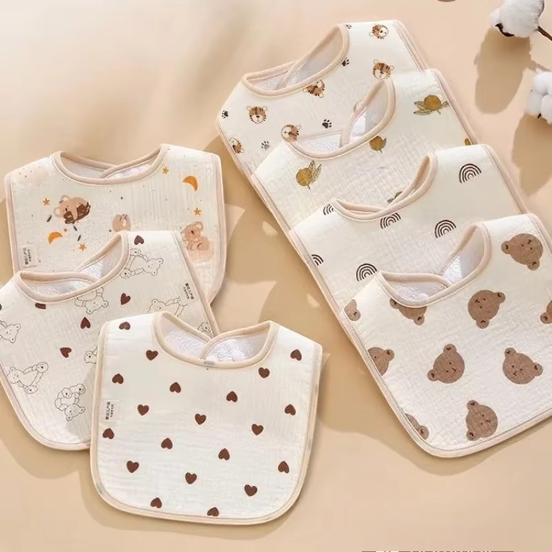 Printed Bibs Pack - 7 adet/paket Karikatür Baskı Bebek Önlükleri