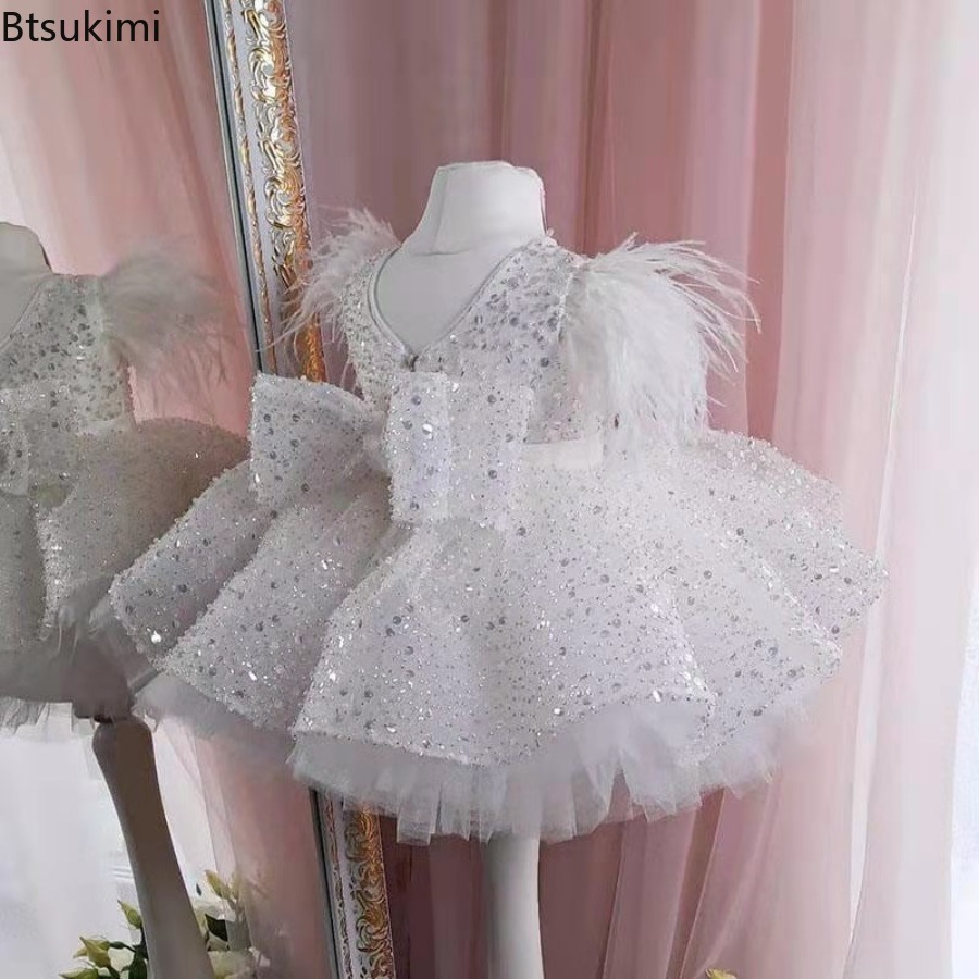 Baby Clothing Us - 2026 Bebek Kız Elbiseleri Çocuk Beyaz