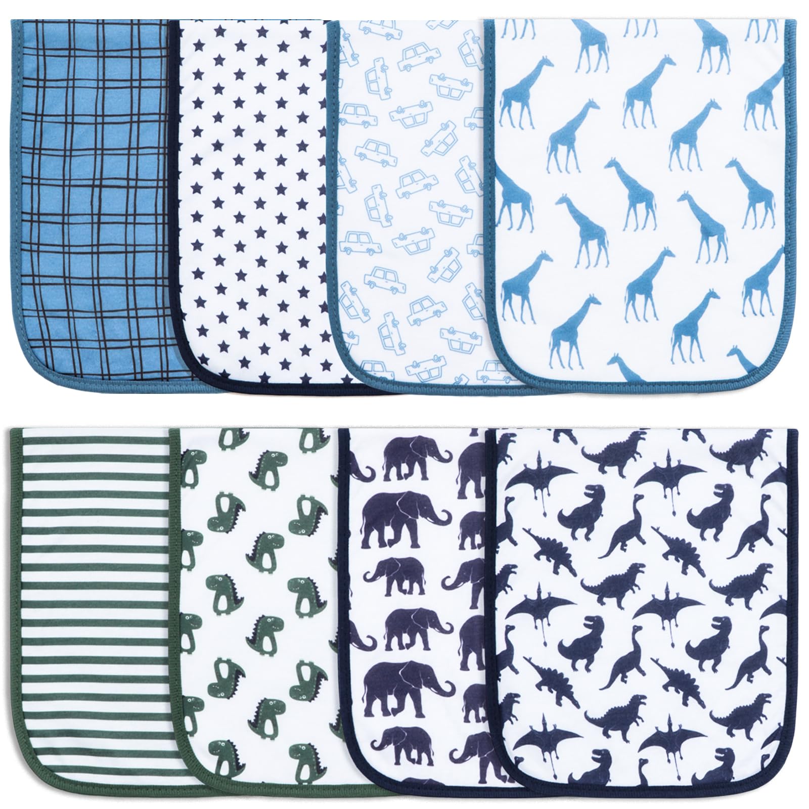 Printed Bibs Pack - Benoxine 8'li Paket Organik Pamuk Bebek