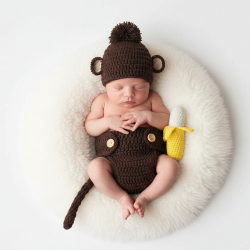 Baby Clothing Products - Bebek Fotoğraf Sahne El Yapımı Maymun